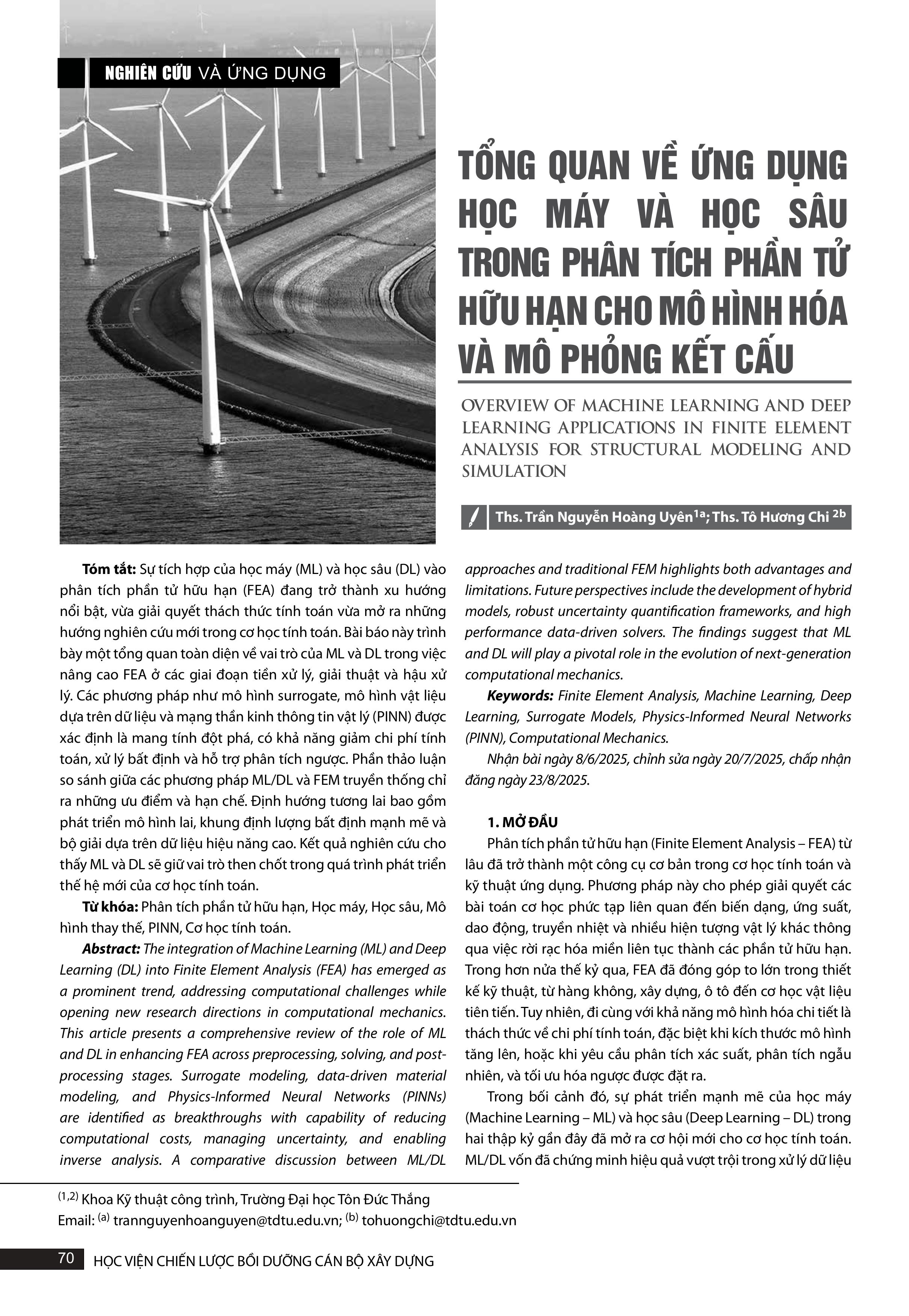 Tổng quan về ứng dụng học máy và học sâu trong phân tích phần tử hữu hạn cho mô hình hóa và mô phỏng kết cấu