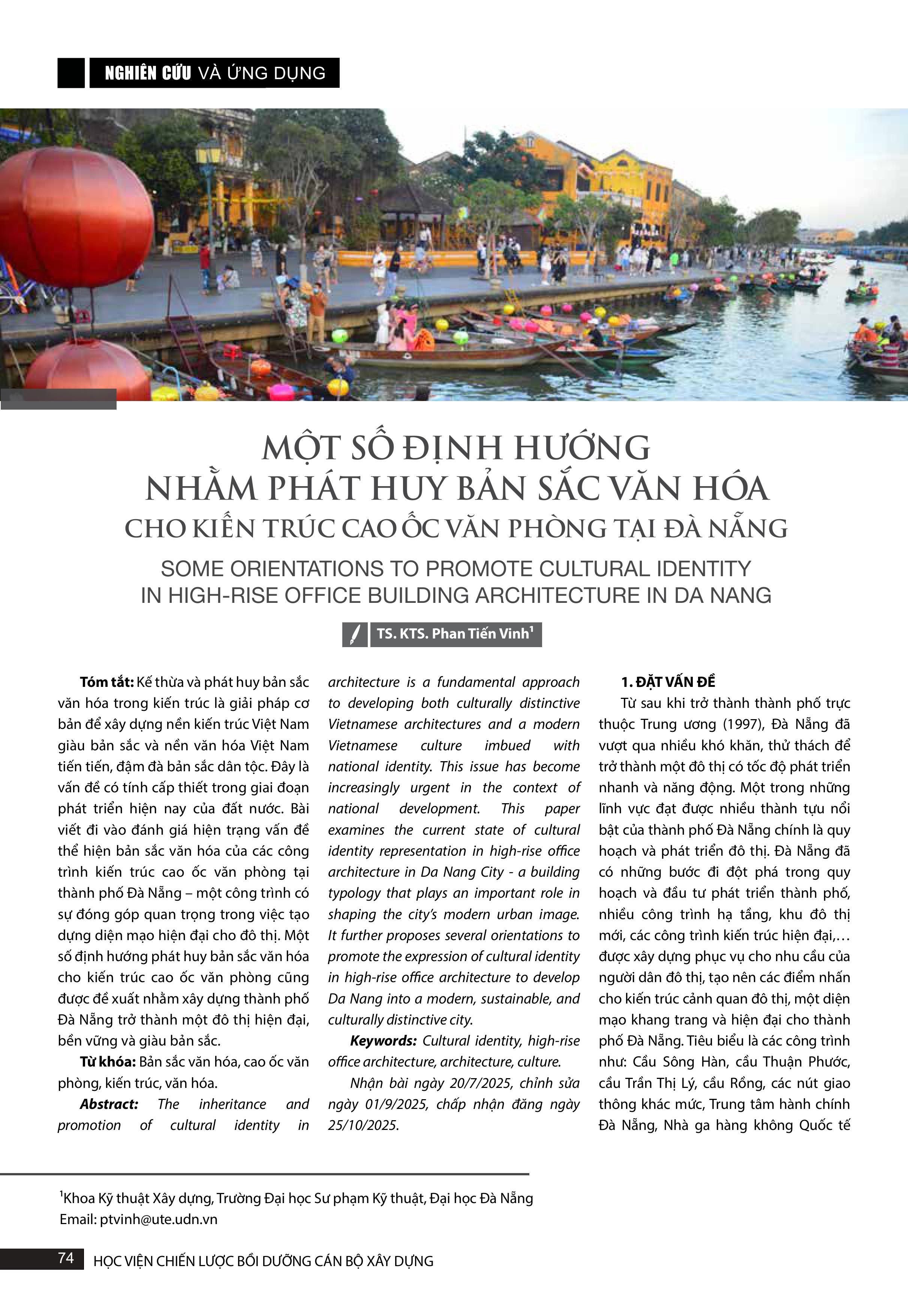 Một số định hướng nhằm phát huy bản sắc văn hoá cho kiến trúc cao ốc văn phòng tại Đà Nẵng
