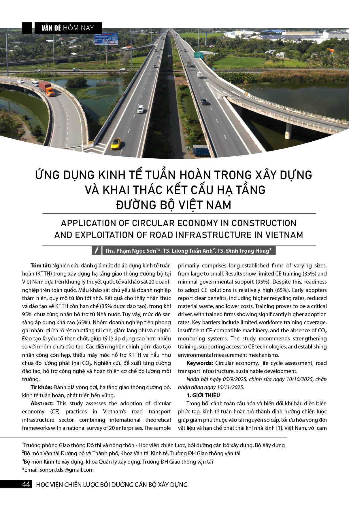 Ứng dụng kinh tế tuần hoàn trong xây dựng và khai thác kết cấu hạ tầng đường bộ Việt Nam